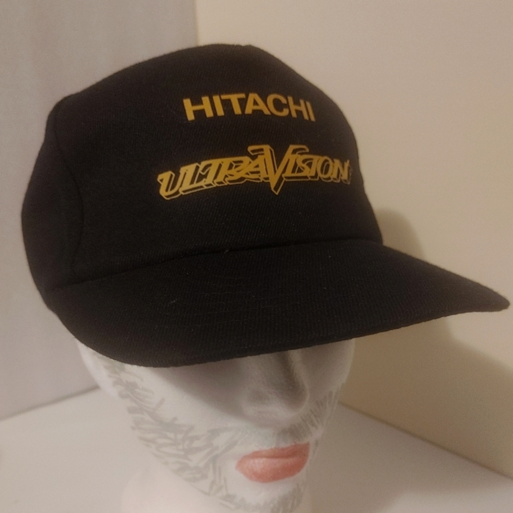Vintage 80's Hitachi UltraVision TV cable guy trucker style hat